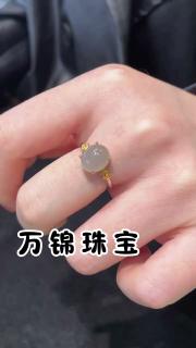 《柔莺》天然和田玉蛋面戒指女宝石翡翠金镶玉石母亲节送妈妈礼物 和