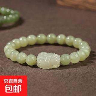 新疆和田玉手串貔貅青玉手链民族风玉润貔貅女情侣玉石男手串 和田玉