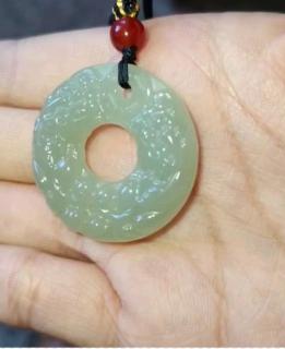 晶湖天然和田玉吊坠男女情侣款双面貔貅平安扣挂坠 520情人节礼物