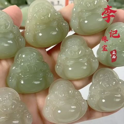 梵制真品和田玉弥勒佛吊坠女玉佛头玉坠项链小佛公玉石玉佩 30中号