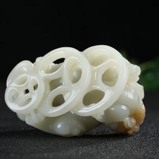 王朝安和田玉糖白玉貔貅仿古瑞兽手把件摆件y