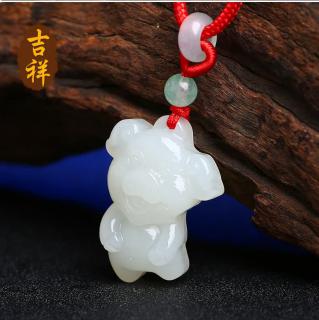 美雅福 和田玉十二生肖吊坠男女情侣款白玉鼠牛虎兔龙蛇马羊猴鸡狗猪