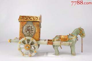 和田白玉包金一驾摆件