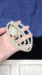 新疆和田玉白玉项链手链佛珠链,玉质细腻,脂感浓厚,搭配108佛珠,精妙