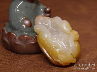 天然新疆和田玉黑皮黄沁籽料龙龟把件 玉种肉沁鸡油黄沁 苏