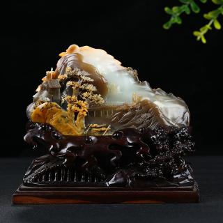 天伦之乐省级大师王朝安和田玉白玉糖玉山水摆件