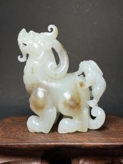 和田玉貔貅望天吼摆件