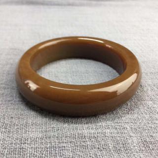 和田玉糖玉手镯54口径,极品红糖满色,颜色鲜