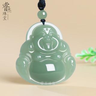 睿杰珠宝新品和田玉弥勒佛玉佛吊坠女士大号款笑佛大肚佛公玉佩挂件毛