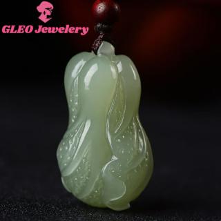 翡翠白菜吊坠天·然阿富汗玉和田玉色百财来玉石青白玉