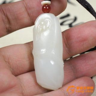 和田玉俄料白玉挂件祝福