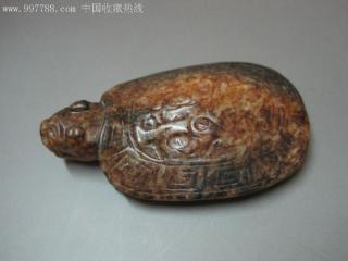 古玉老玉和田玉黑皮红沁长寿龟,和田玉,清朝,其他种类,雕件/摆件,动物