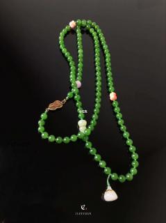 超级显白|和田玉菠菜绿🍂碧玉珠串项链 手链