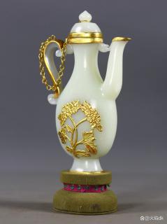 精品捡漏-和田玉包金壶
