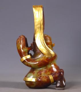 臻品旧藏老和田玉包金三星堆人 高15厘米,长8厘米,宽7厘米,重680克#古