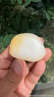 新疆和田玉籽料原石 52.2克 高白细腻的挂件籽 原籽无修 脂粉很浓 精