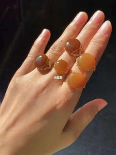 顶级糖玉主石,金镶戒指～～