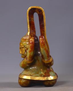 臻品旧藏老和田玉包金三星堆人 高15厘米,长8厘米,宽7厘米,重680克#古