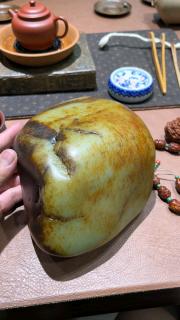 新疆和田玉籽料原石,4.6公斤,真皮真色,标本及级的原石