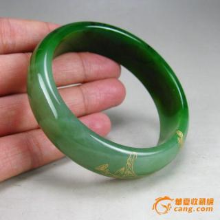 掌柜推荐和田玉菠菜绿白加绿碧玉 手镯