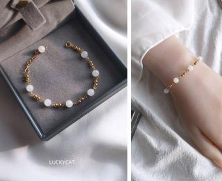 典润 天然a货新疆和田玉手链美国14k包金注金小众ins民族风女手链